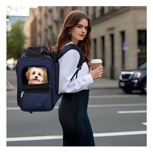 New Navy Pet Travel Backpack Carrier for Dogs - Comfortable Hands-Free Carrier